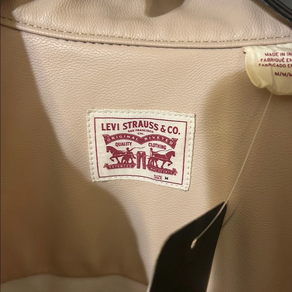 Levi's Beige Leather Button-Up Shirt NWT